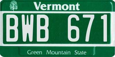 VT license plate BWB671