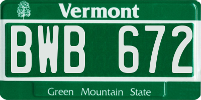 VT license plate BWB672