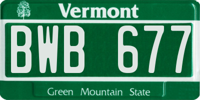 VT license plate BWB677