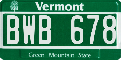 VT license plate BWB678