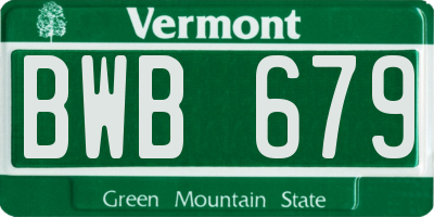 VT license plate BWB679