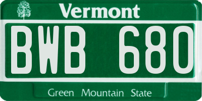 VT license plate BWB680