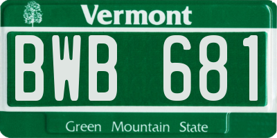 VT license plate BWB681