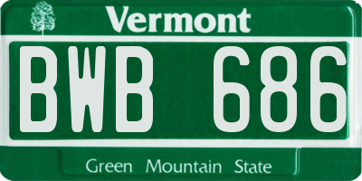 VT license plate BWB686