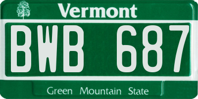 VT license plate BWB687