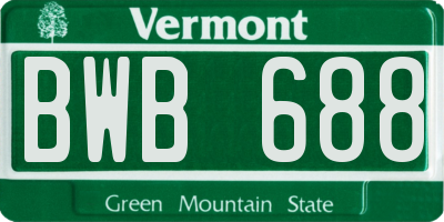 VT license plate BWB688