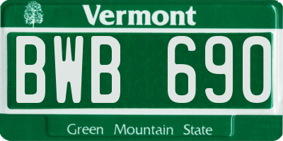 VT license plate BWB690