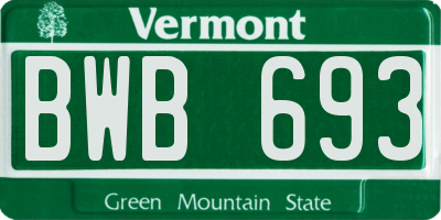 VT license plate BWB693