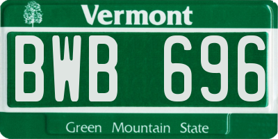 VT license plate BWB696