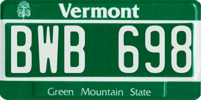 VT license plate BWB698
