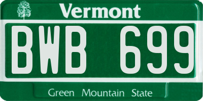 VT license plate BWB699