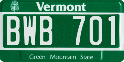 VT license plate BWB701