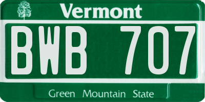 VT license plate BWB707