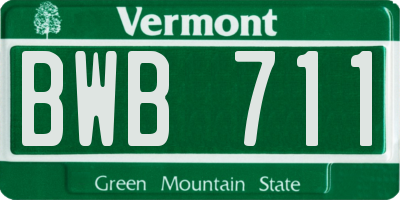 VT license plate BWB711