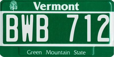 VT license plate BWB712
