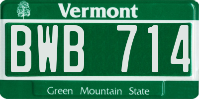 VT license plate BWB714