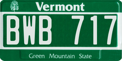 VT license plate BWB717