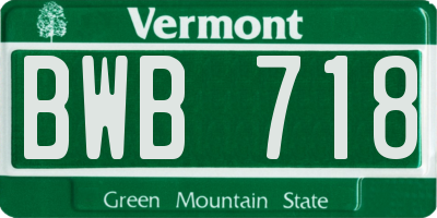 VT license plate BWB718