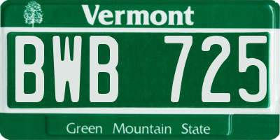 VT license plate BWB725