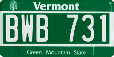 VT license plate BWB731