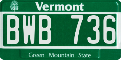 VT license plate BWB736