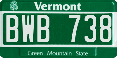 VT license plate BWB738