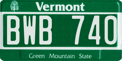 VT license plate BWB740