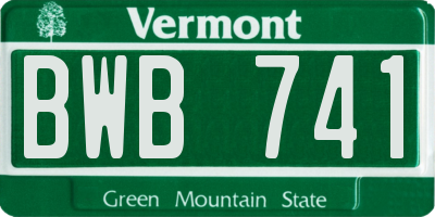 VT license plate BWB741