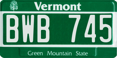 VT license plate BWB745