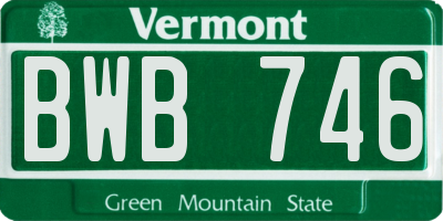 VT license plate BWB746