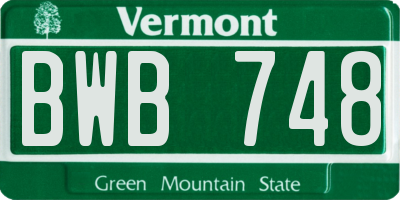 VT license plate BWB748