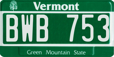 VT license plate BWB753
