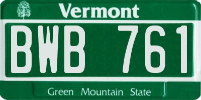 VT license plate BWB761