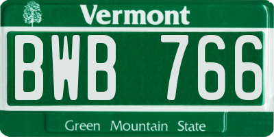 VT license plate BWB766