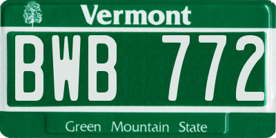 VT license plate BWB772