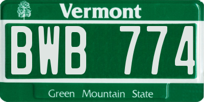 VT license plate BWB774