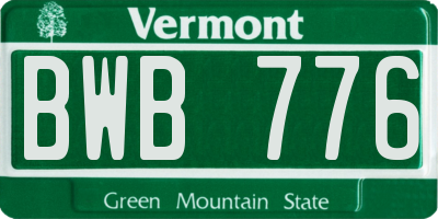 VT license plate BWB776