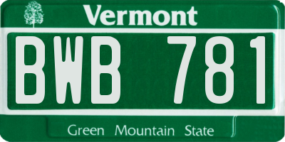 VT license plate BWB781