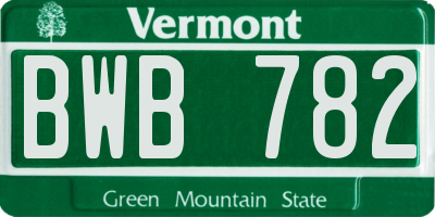 VT license plate BWB782