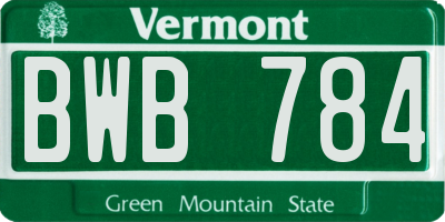 VT license plate BWB784