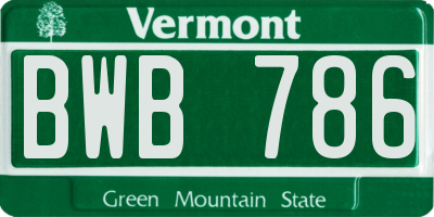 VT license plate BWB786