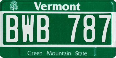 VT license plate BWB787