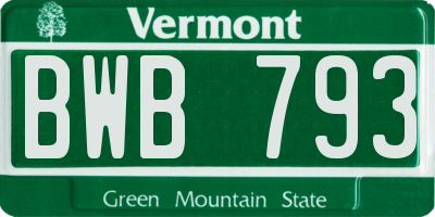 VT license plate BWB793