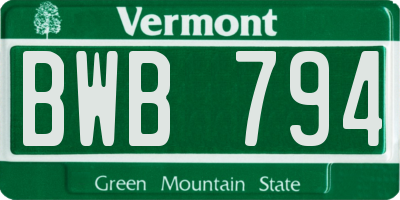 VT license plate BWB794