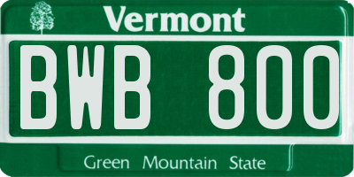 VT license plate BWB800