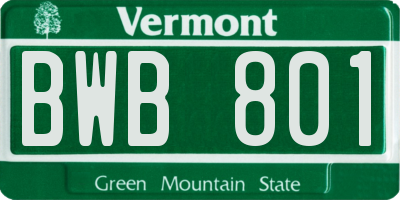 VT license plate BWB801