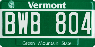 VT license plate BWB804