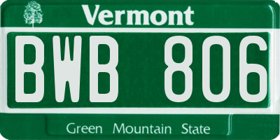 VT license plate BWB806
