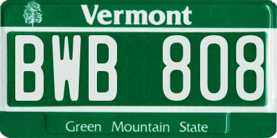 VT license plate BWB808
