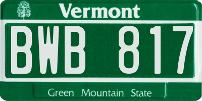VT license plate BWB817